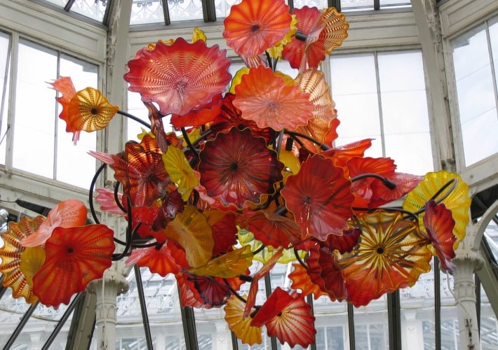 Dale Chihuly floral glass installation at Kew Gardens, London, England Dale Chihuly floral glass installation at Kew Gardens, London, England