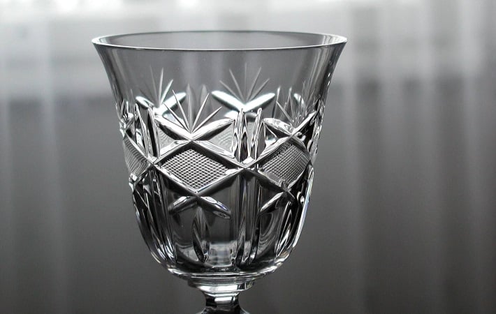 Top of a cut and engraved crystal wine glass Top of a cut and engraved crystal wine glass
