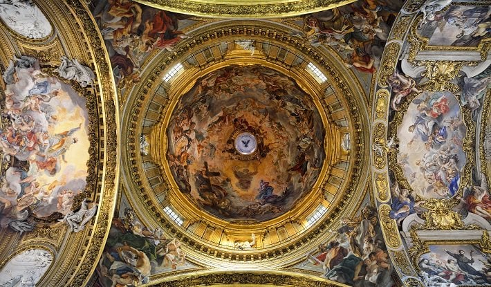 dome of the church of gesu in rome