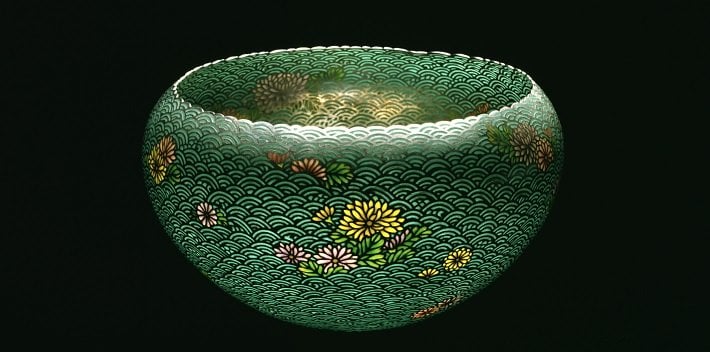 Plique-a-jour enamel bowl by Namikawa Sosuke, c. 1900