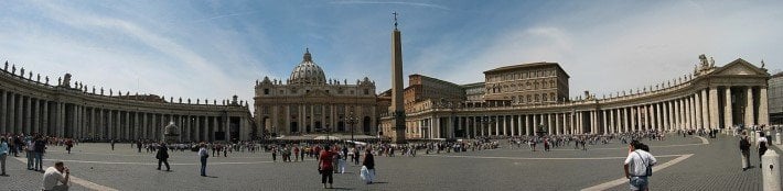 panorama view of st peters square and basilica