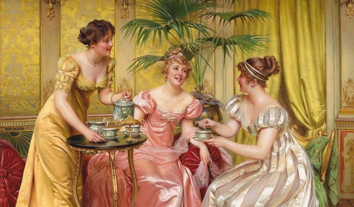 'Afternoon Tea for Three' by Charles-Joseph-Frederic Soulacroix