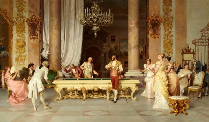 The Game of Chess Nineteenth Century Genre Painting by Arturo 